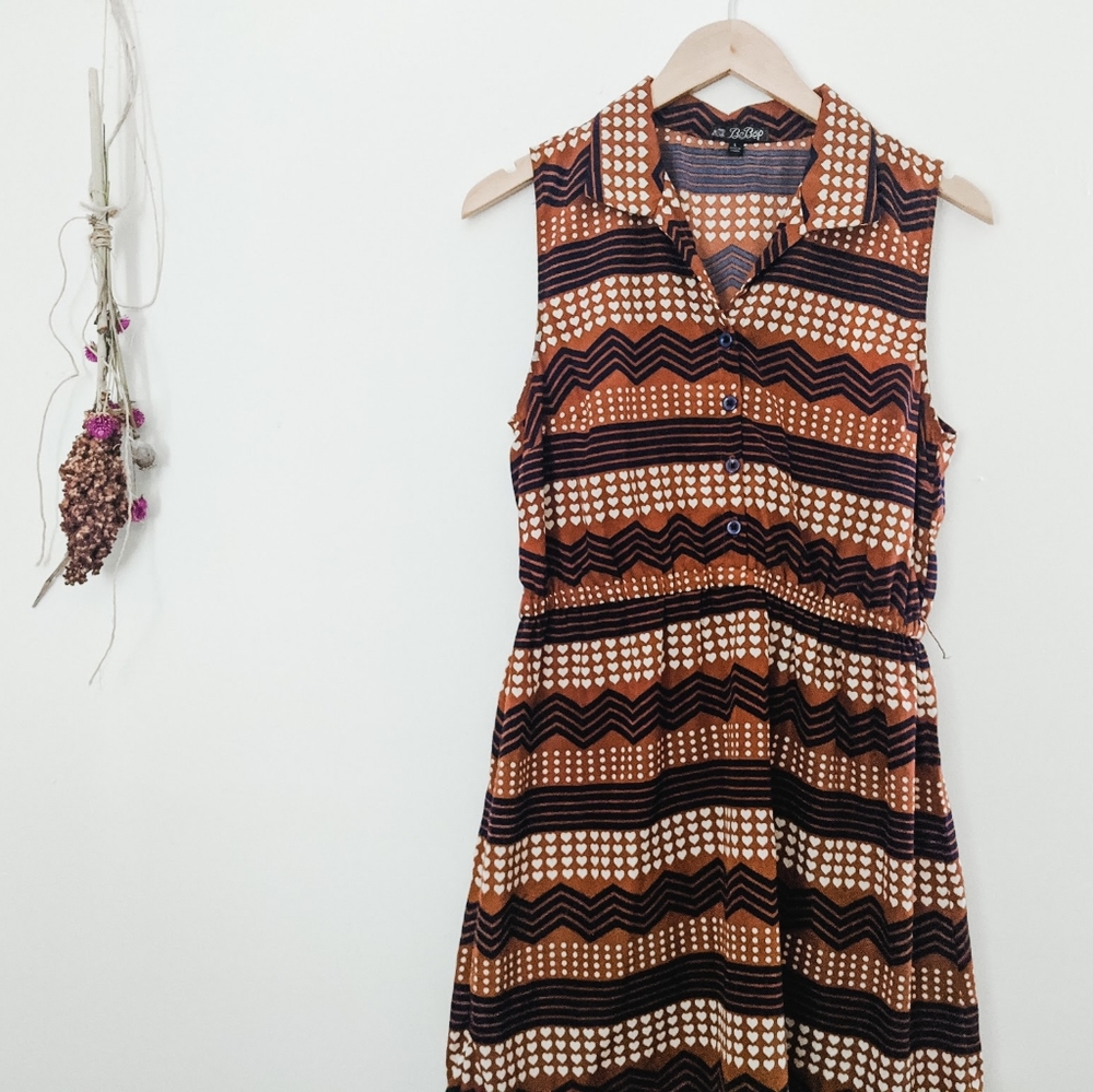 2 for $10—BeBop Brown Heart Zigzag Dress size S/M